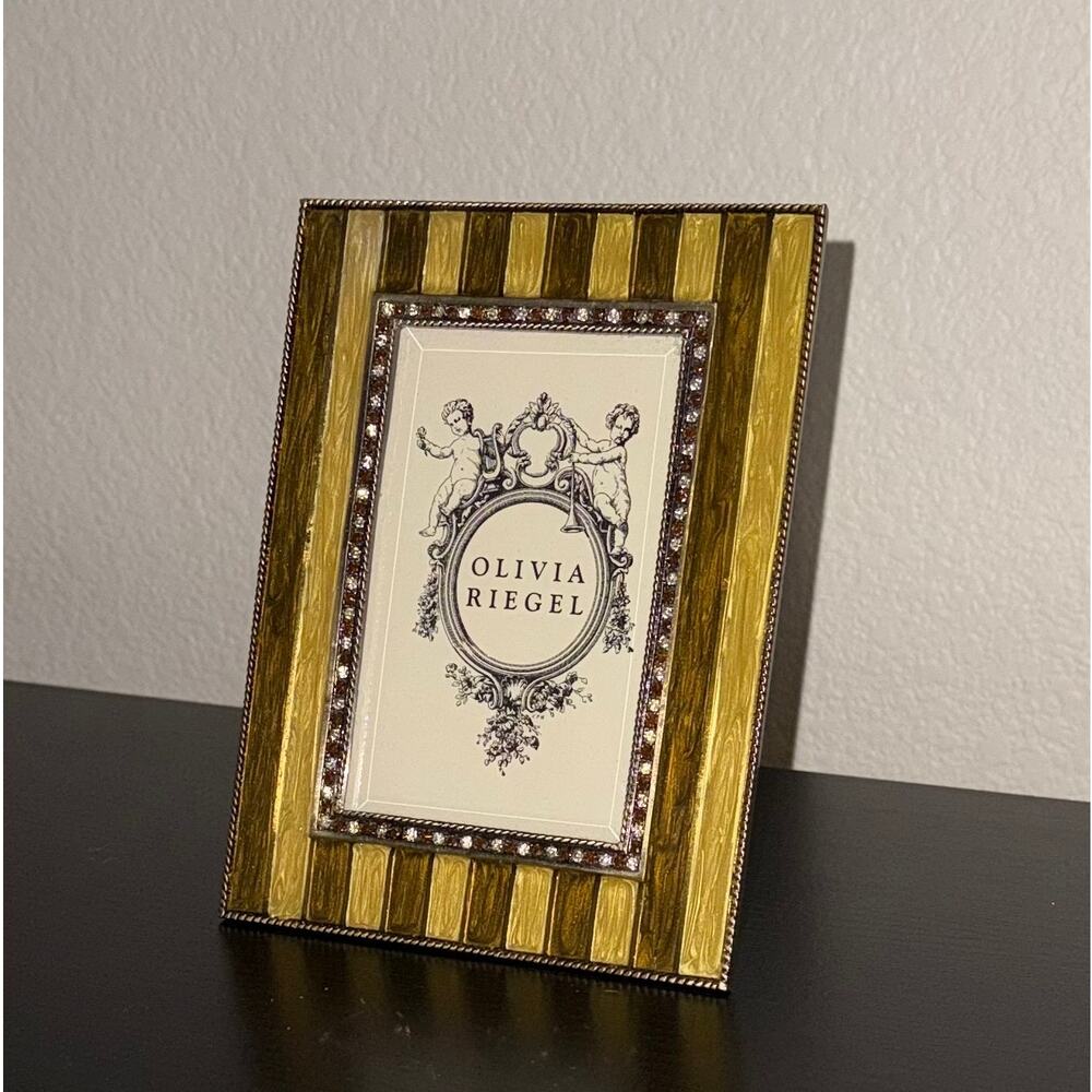 Olivia Riegel Gold & Brown Striped Crystal Picture Frame 4x6